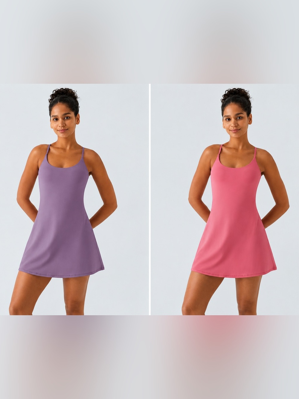 HALARA Women's Mini Dress in Lavender Purple and Rose Pink